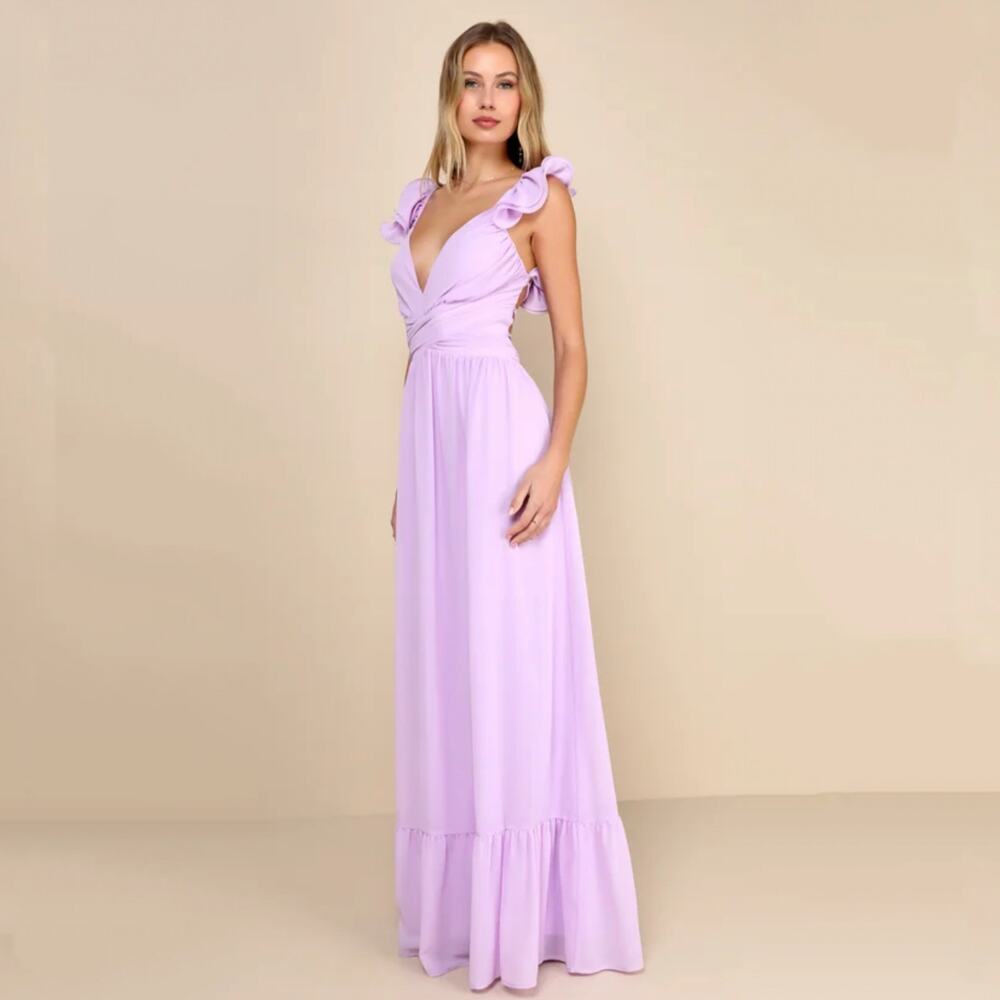 NWT Lulus Lilac Ruffle Prom Dress Sz S